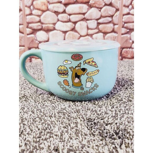 Scooby Doo Scooby Snack Food Pattern 24oz Ceramic Soup Mug with Lid Collectors - Picture 1 of 7